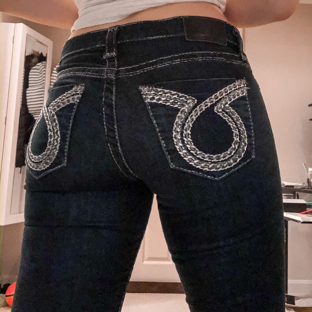 low rise dark wash jeans